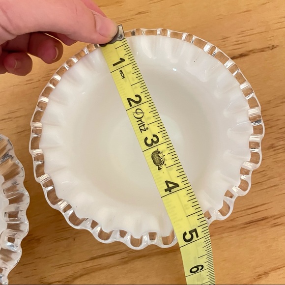 Lot of 2 Vintage Fenton Glass Ruffled Silver Crest Flared...